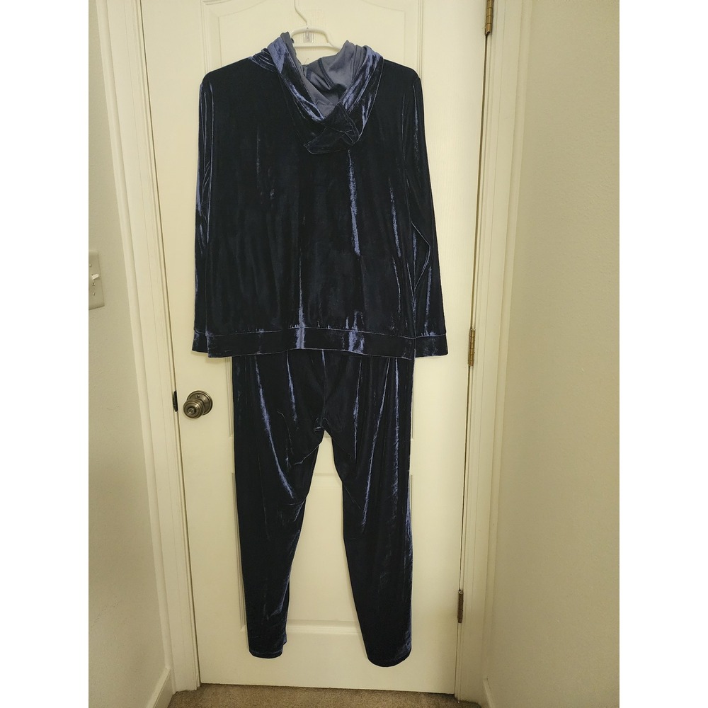 Serena Williams Signature Statement Navy Velour Tracksuit Set Hoodie Pants 1X - Picture 3 of 16